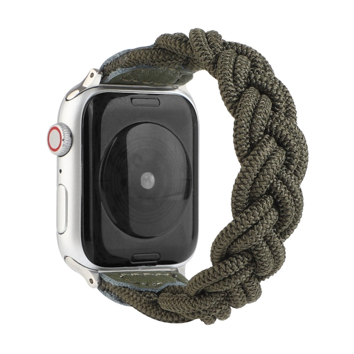 Lisslune | Elastic Woven Watch Band for Apple Watch Series 7 41mm / 6 & SE & 5 & 4 40mm / 3 & 2 & 1 38mm, Length:150mm (Dark Green)