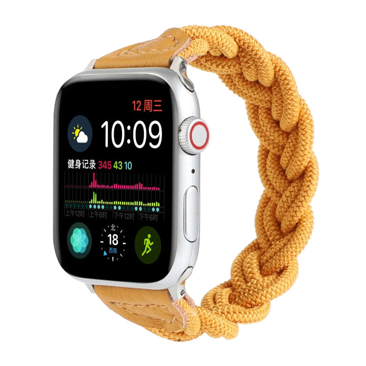 Lisslune | Elastic Woven Watch Band for Apple Watch Series 7 41mm / 6 & SE & 5 & 4 40mm / 3 & 2 & 1 38mm, Length:150mm(Yellow)