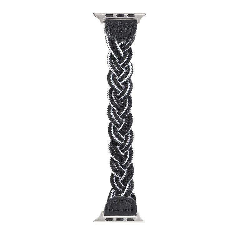 Lisslune | Elastic Woven Watch Band for Apple Watch Series 7 41mm / 6 & SE & 5 & 4 40mm / 3 & 2 & 1 38mm, Length: 150mm (Black White)