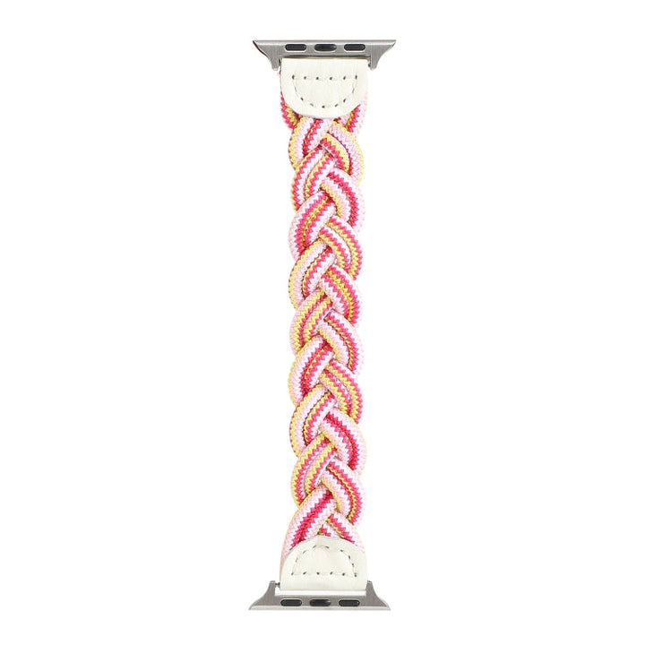 Lisslune | Elastic Woven Watch Band for Apple Watch Series 9&8&7 41mm / SE 3&SE 2&6&SE&5&4 40mm / 3&2&1 38mm, Length:160mm (Rose Pink)