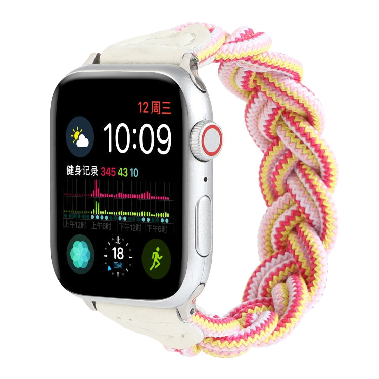 Lisslune | Elastic Woven Watch Band for Apple Watch Series 9&8&7 41mm / SE 3&SE 2&6&SE&5&4 40mm / 3&2&1 38mm, Length:160mm (Rose Pink)