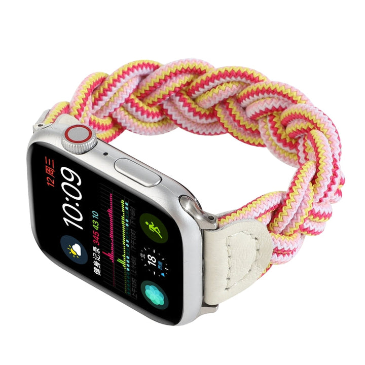 Lisslune | Elastic Woven Watch Band for Apple Watch Series 9&8&7 41mm / SE 3&SE 2&6&SE&5&4 40mm / 3&2&1 38mm, Length:160mm (Rose Pink)