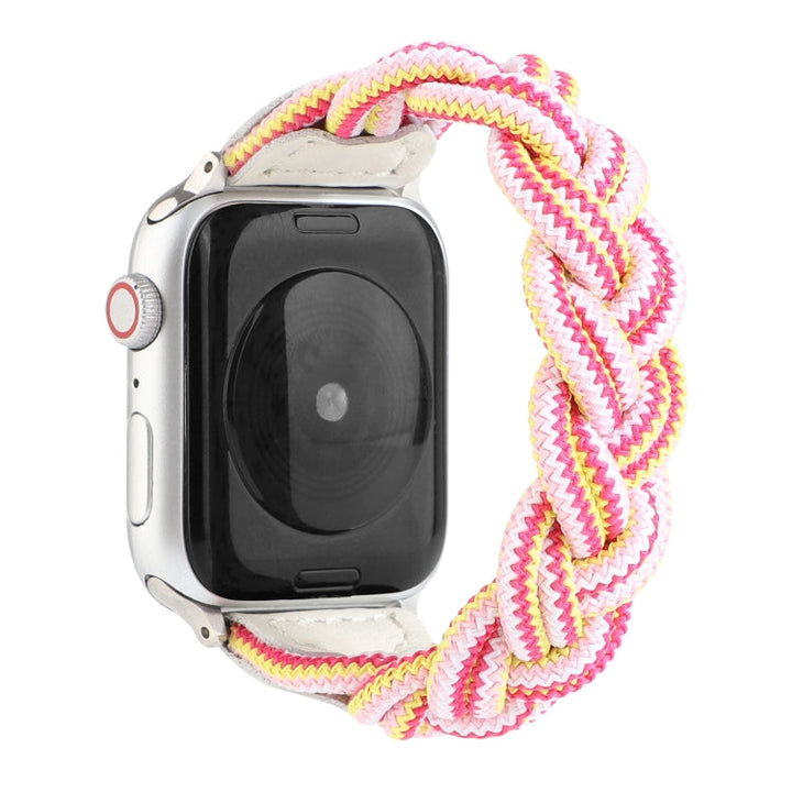 Lisslune | Elastic Woven Watch Band for Apple Watch Series 9&8&7 41mm / SE 3&SE 2&6&SE&5&4 40mm / 3&2&1 38mm, Length:160mm (Rose Pink)