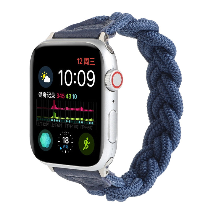 Lisslune | Elastic Woven Bracelet for Apple Watch Series 9&8&7 41mm / SE 3&SE 2&6&SE&5&4 40mm / 3&2&1 38mm, Length: 160mm (Blue)