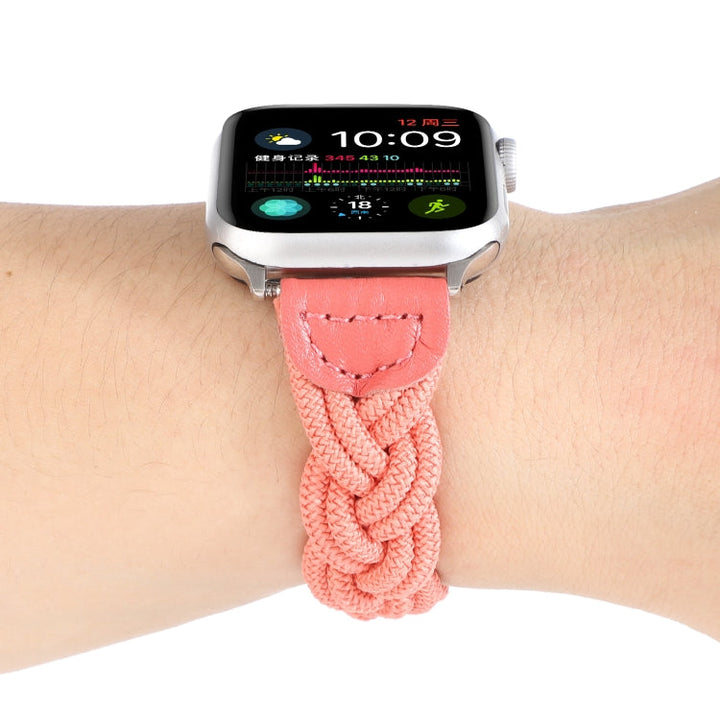Lisslune | Elastic Woven Band for Apple Watch Ultra 49mm & Watch Ultra 2 49mm / Series 9 & 8 & 7 45mm / SE 3 & SE 2 & 6 & SE & 5 & 4 44mm / 3 & 2 & 1 42mm, Length:120mm (Watermelon Red)