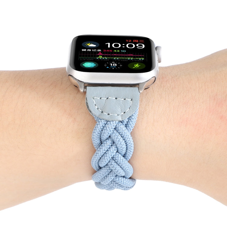 Lisslune | Elastic Woven Watch Band for Apple Watch Ultra 49mm & Watch Ultra 2 49mm / Series 9 & 8 & 7 45mm / SE 3 & SE 2 & 6 & SE & 5 & 4 44mm / 3 & 2 & 1 42mm, Length: 120mm (Sky Blue)