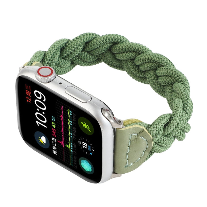 Lisslune | Elastic Woven Strap for Apple Watch Ultra 49mm & Watch Ultra 2 49mm / Series 9 & 8 & 7 45mm / SE 3 & SE 2 & 6 & SE & 5 & 4 44mm / 3 & 2 & 1 42mm, Length: 120mm (Green)