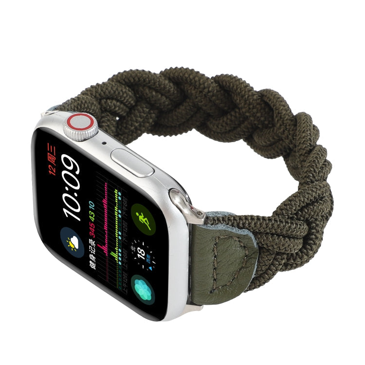 Lisslune | Elastic woven bracelet for Apple Watch Ultra 49mm & Watch Ultra 2 49mm / Series 9 & 8 & 7 45mm / SE 3 & SE 2 & 6 & SE & 5 & 4 44mm / 3 & 2 & 1 42mm, Length: 120mm (Dark Green)