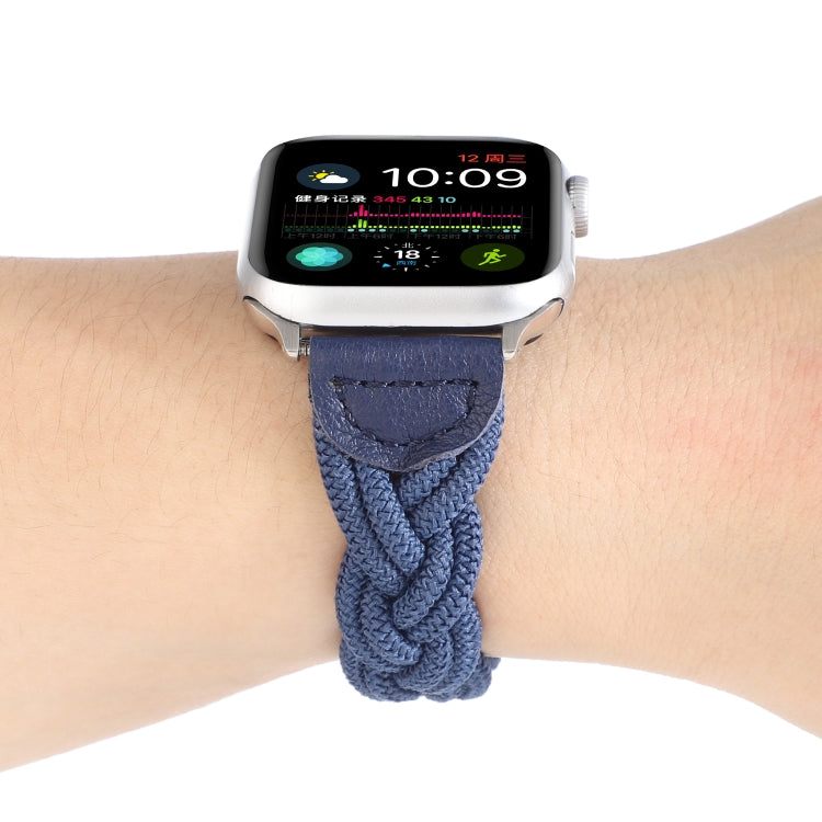 Lisslune | Elastic woven watch band for Apple Watch Ultra 49mm & Watch Ultra 2 49mm / Series 9 & 8 & 7 45mm / SE 3 & SE 2 & 6 & SE & 5 & 4 44mm / 3 & 2 & 1 42mm, length: 120mm (Blue)