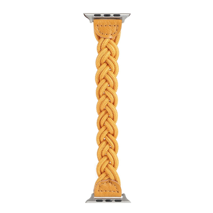 Lisslune | Elastic woven watch strap for Apple Watch Ultra 49mm & Watch Ultra 2 49mm / Series 9 & 8 & 7 45mm / SE 3 & SE 2 & 6 & SE & 5 & 4 44mm / 3 & 2 & 1 42mm, Length: 120mm (Yellow)