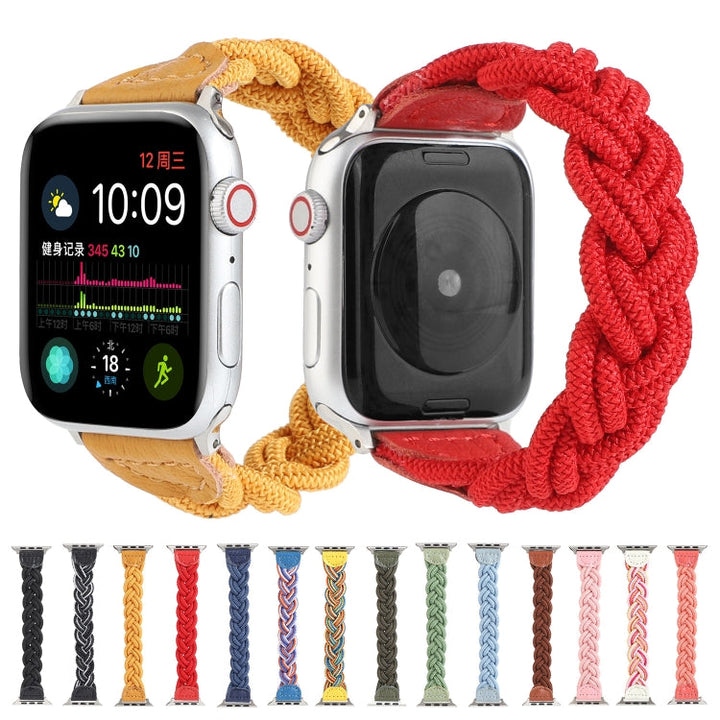 Lisslune | Elastic Woven Band for Apple Watch Ultra 49mm & Watch Ultra 2 49mm / Series 9 & 8 & 7 45mm / SE 3 & SE 2 & 6 & SE & 5 & 4 44mm / 3 & 2 & 1 42mm, Length:120mm (Watermelon Red)