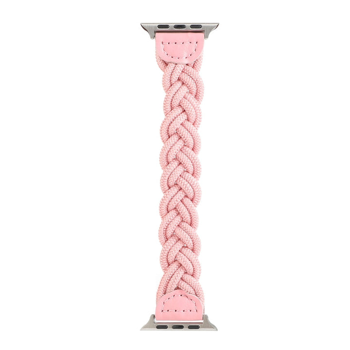 Lisslune | Elastic woven band for Apple Watch Ultra 49mm & Watch Ultra 2 49mm / Series 9 & 8 & 7 45mm / SE 3 & SE 2 & 6 & SE & 5 & 4 44mm / 3 & 2 & 1 42mm, Length: 130mm (Pink)