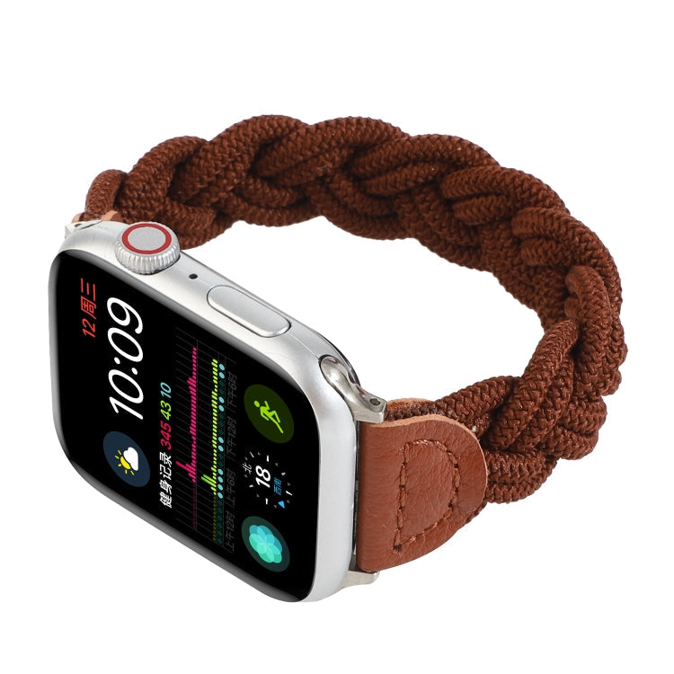 Lisslune | Elastic woven watch strap for Apple Watch Ultra 49mm & Watch Ultra 2 49mm / Series 9 & 8 & 7 45mm / SE 3 & SE 2 & 6 & SE & 5 & 4 44mm / 3 & 2 & 1 42mm, Length: 130mm (Coffee)