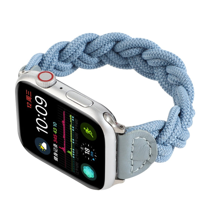 Lisslune | Elastic Woven Watch Strap for Apple Watch Ultra 49 mm & Watch Ultra 2 49 mm / Series 9 & 8 & 7 45 mm / SE 3 & SE 2 & 6 & SE & 5 & 4 44 mm / 3 & 2 & 1 42 mm, Length: 130 mm (Sky Blue)
