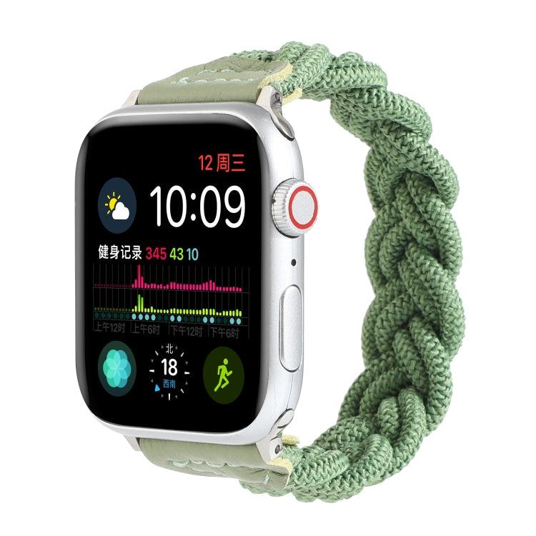 Lisslune | Elastic woven watch band for Apple Watch Ultra 49mm & Watch Ultra 2 49mm / Series 9 & 8 & 7 45mm / SE 3 & SE 2 & 6 & SE & 5 & 4 44mm / 3 & 2 & 1 42mm, Length: 130mm (Green)