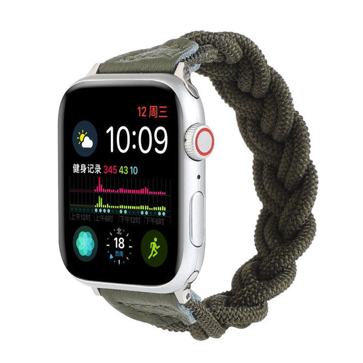 Lisslune | Elastic Woven Watch Band for Apple Watch Series 7 45mm / 6 & SE & 5 & 4 44mm / 3 & 2 & 1 42mm, Length: 130mm (Dark Green)