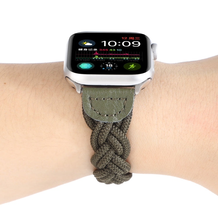 Lisslune | Elastic Woven Watch Band for Apple Watch Series 7 45mm / 6 & SE & 5 & 4 44mm / 3 & 2 & 1 42mm, Length: 130mm (Dark Green)