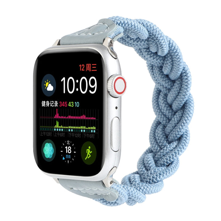 Lisslune | Elastic Woven Watch Strap for Apple Watch Series 7 45mm / 6 & SE & 5 & 4 44mm / 3 & 2 & 1 42mm, Length: 150mm (Sky Blue)