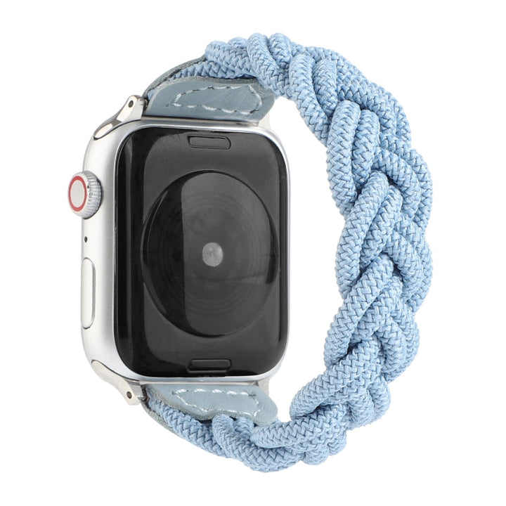 Lisslune | Elastic Woven Watch Strap for Apple Watch Series 7 45mm / 6 & SE & 5 & 4 44mm / 3 & 2 & 1 42mm, Length: 150mm (Sky Blue)
