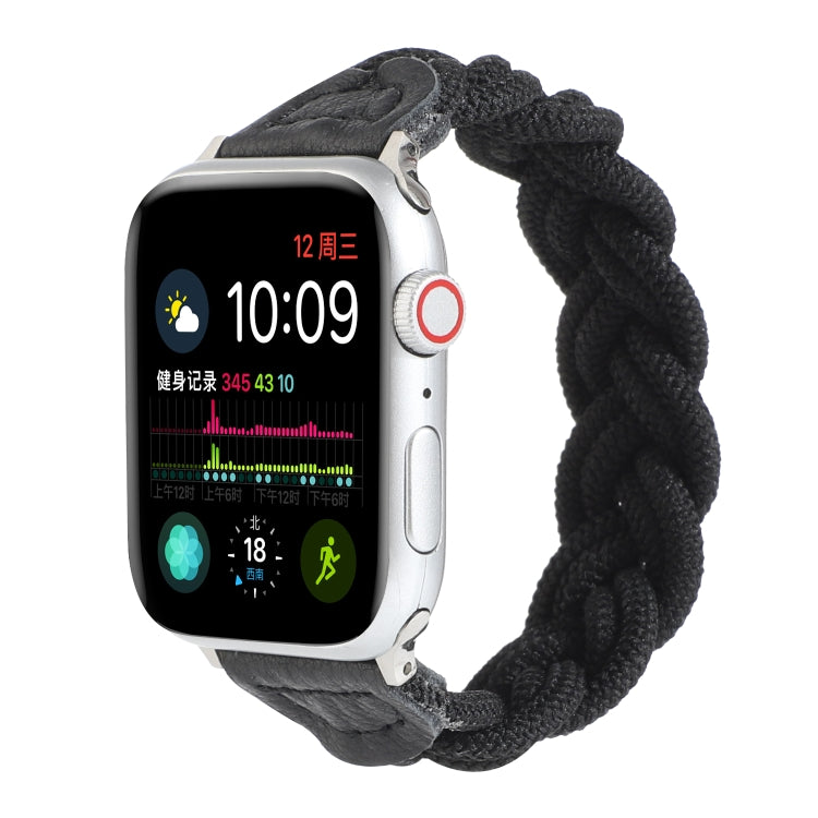 Lisslune | Elastic woven watch band for Apple Watch Ultra 49 mm & Watch Ultra 2 49 mm / Series 9 & 8 & 7 45 mm / SE 3 & SE 2 & 6 & SE & 5 & 4 44 mm / 3 & 2 & 1 42 mm, Length: 160 mm (Black)