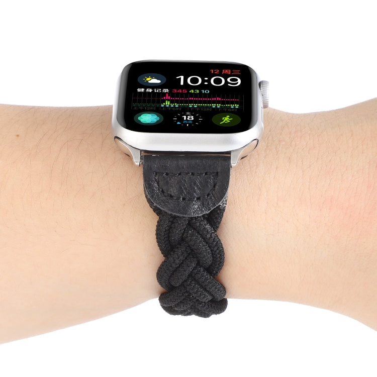 Lisslune | Elastic woven watch band for Apple Watch Ultra 49 mm & Watch Ultra 2 49 mm / Series 9 & 8 & 7 45 mm / SE 3 & SE 2 & 6 & SE & 5 & 4 44 mm / 3 & 2 & 1 42 mm, Length: 160 mm (Black)