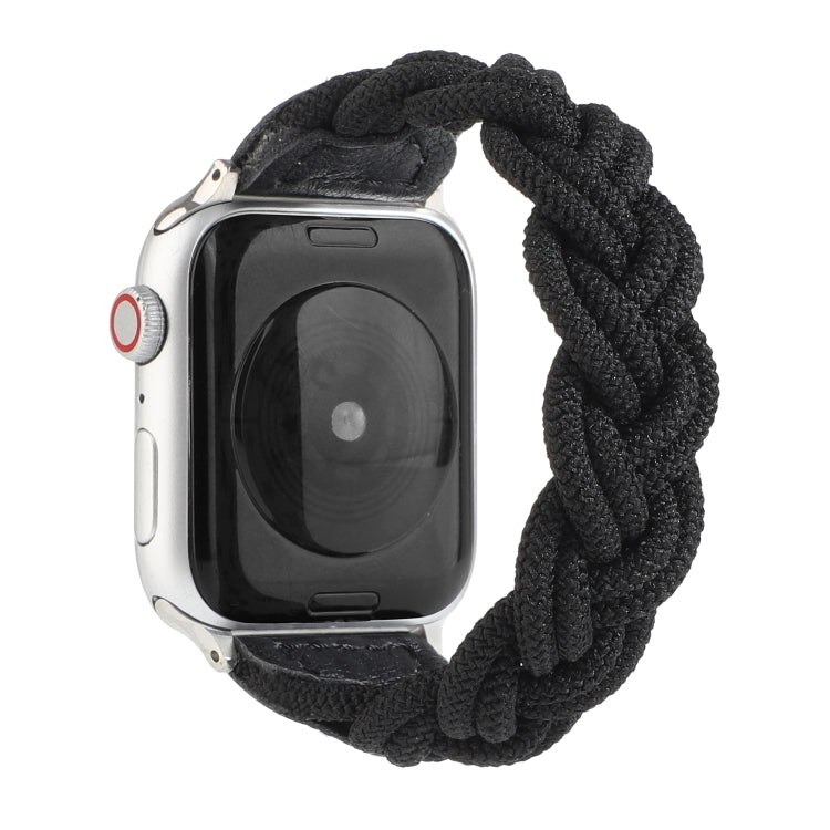 Lisslune | Elastic woven watch band for Apple Watch Ultra 49 mm & Watch Ultra 2 49 mm / Series 9 & 8 & 7 45 mm / SE 3 & SE 2 & 6 & SE & 5 & 4 44 mm / 3 & 2 & 1 42 mm, Length: 160 mm (Black)