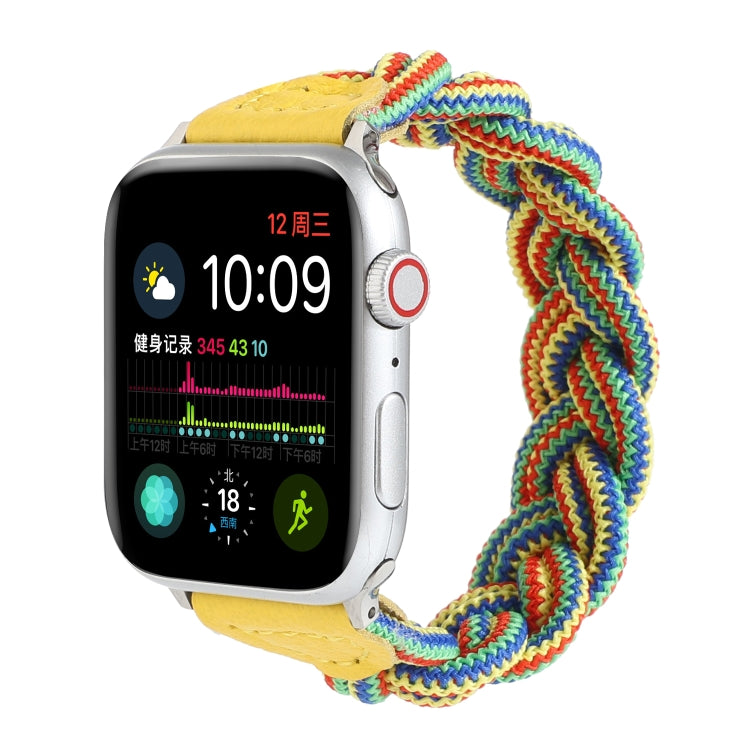 Lisslune | Elastic Woven Watch Band for Apple Watch Series 7 45mm / 6 & SE & 5 & 4 44mm / 3 & 2 & 1 42mm, Length: 160mm (Yellow Green Orange)