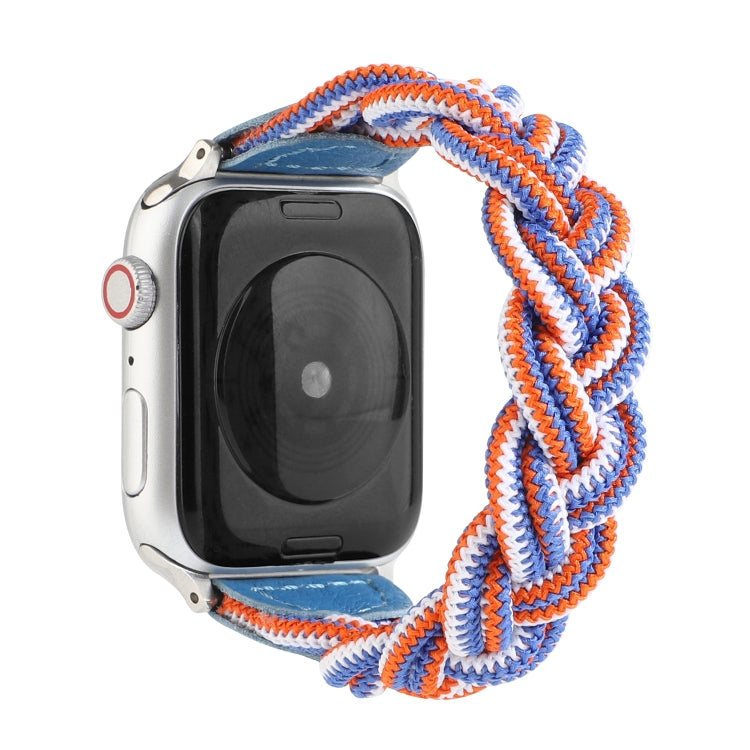 Lisslune | Elastic Woven Strap for Apple Watch Series 7 45mm / 6 & SE & 5 & 4 44mm / 3 & 2 & 1 42mm, Length: 160mm (Blue Black Orange)