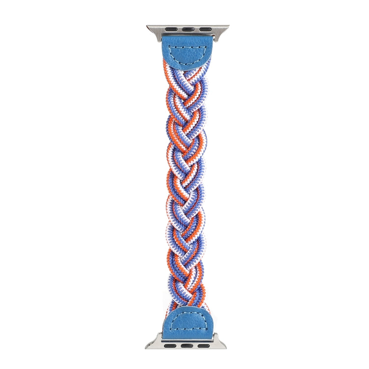 Lisslune | Elastic Woven Strap for Apple Watch Series 7 45mm / 6 & SE & 5 & 4 44mm / 3 & 2 & 1 42mm, Length: 160mm (Blue Black Orange)