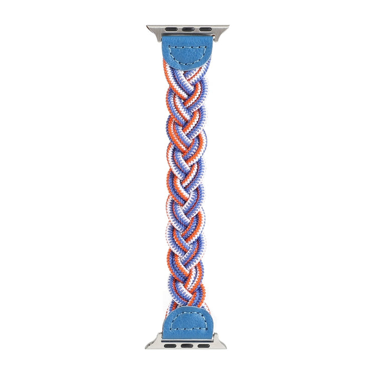 Lisslune | Elastic Woven Strap for Apple Watch Series 7 45mm / 6 & SE & 5 & 4 44mm / 3 & 2 & 1 42mm, Length: 160mm (Blue Black Orange)