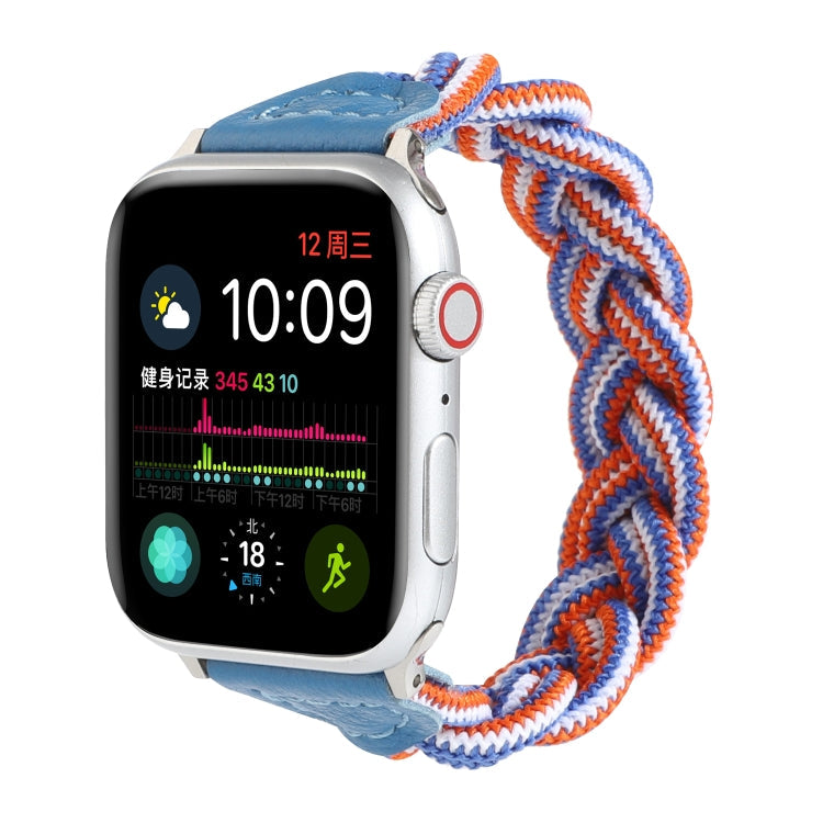 Lisslune | Elastic Woven Strap for Apple Watch Series 7 45mm / 6 & SE & 5 & 4 44mm / 3 & 2 & 1 42mm, Length: 160mm (Blue Black Orange)