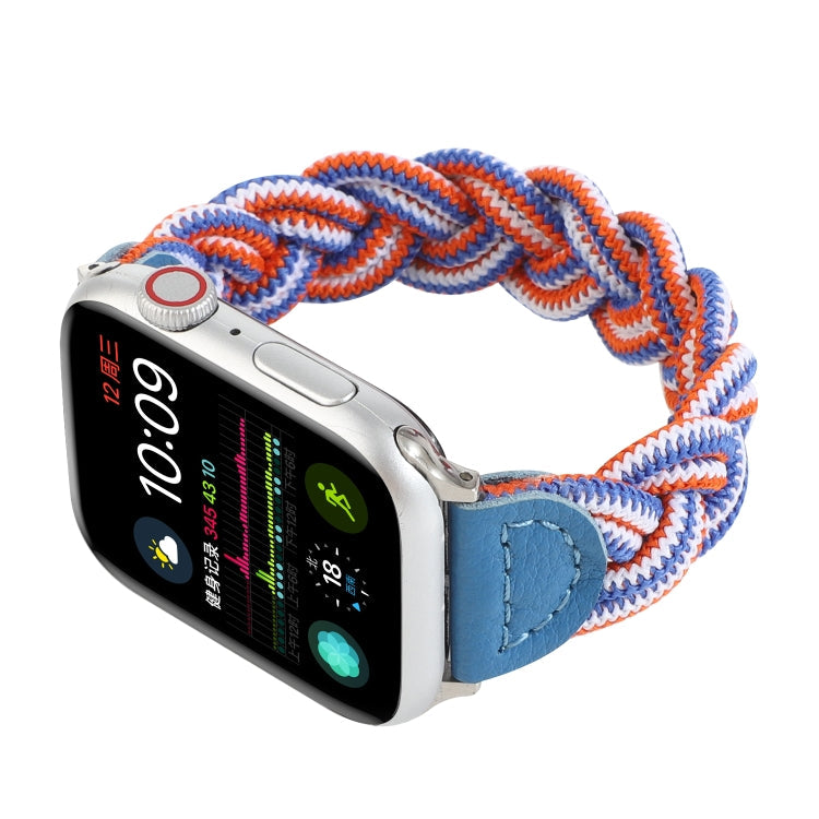 Lisslune | Elastic Woven Strap for Apple Watch Series 7 45mm / 6 & SE & 5 & 4 44mm / 3 & 2 & 1 42mm, Length: 160mm (Blue Black Orange)