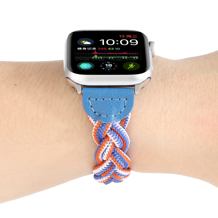 Lisslune | Elastic Woven Strap for Apple Watch Series 7 45mm / 6 & SE & 5 & 4 44mm / 3 & 2 & 1 42mm, Length: 160mm (Blue Black Orange)