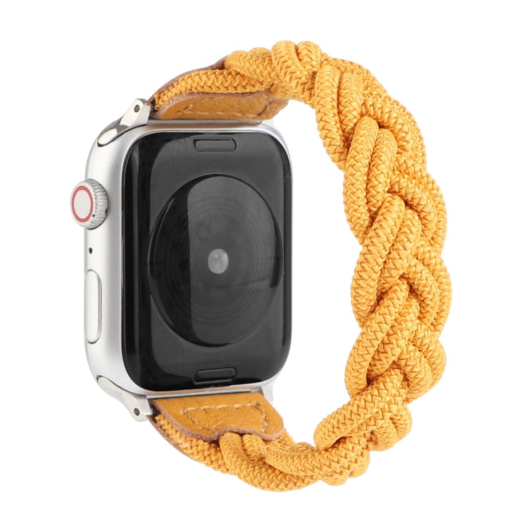 Lisslune | Elastic woven watch strap for Apple Watch Ultra 49mm & Watch Ultra 2 49mm / Series 9 & 8 & 7 45mm / SE 3 & SE 2 & 6 & SE & 5 & 4 44mm / 3 & 2 & 1 42mm, Length: 160mm (Yellow)