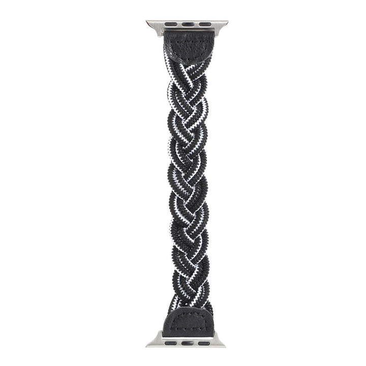 Lisslune | Elastic woven watch band for Apple Watch Ultra 49mm & Watch Ultra 2 49mm / Series 9 & 8 & 7 45mm / SE 3 & SE 2 & 6 & SE & 5 & 4 44mm / 3 & 2 & 1 42mm, Length: 160mm (Black White)