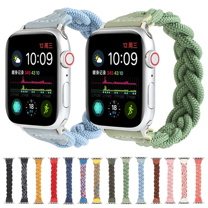 Lisslune | Elastic Woven Strap for Apple Watch Series 7 45mm / 6 & SE & 5 & 4 44mm / 3 & 2 & 1 42mm, Length: 160mm (Blue Black Orange)