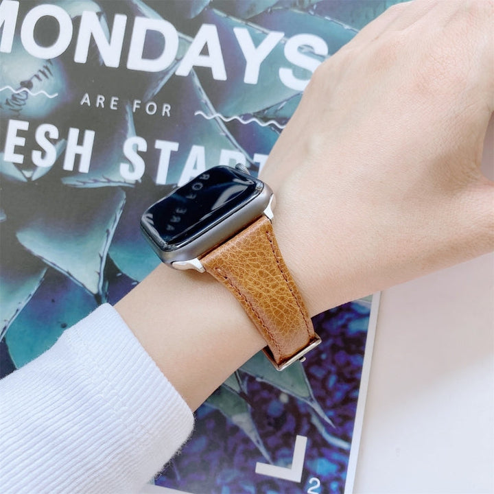 Lisslune | Double-sided Leather Watch Band for Apple Watch Series 7 41mm / 6 & SE & 5 & 4 40mm / 3 & 2 & 1 38mm (Light Brown)
