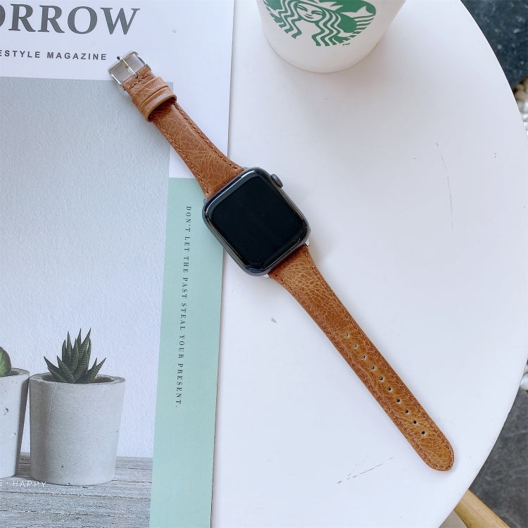 Lisslune | Double-sided leather bracelet for Apple Watch Series 7 45mm / 6 & SE & 5 & 4 44mm / 3 & 2 & 1 42mm (Light Brown)