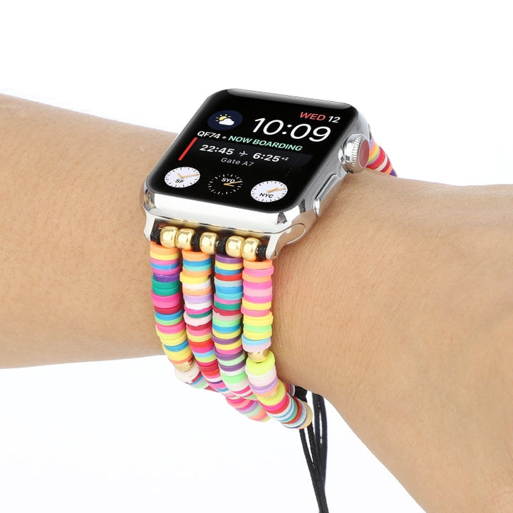 Lisslune | Bohemian Style Soft Ceramic Ball Bracelet For Apple Series 7 41mm / 6 & SE & 5 & 4 40mm / 3 & 2 & 1 38mm(Color)