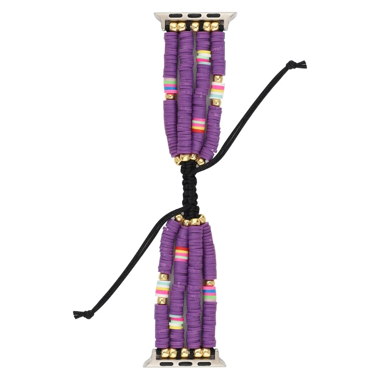 Lisslune | Bohemian Style Soft Ceramic Beads Strap For Apple Series 7 41mm / 6 & SE & 5 & 4 40mm / 3 & 2 & 1 38mm (Purple)