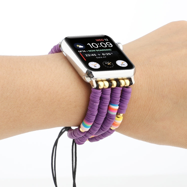 Lisslune | Bohemian Style Soft Ceramic Beads Strap For Apple Series 7 41mm / 6 & SE & 5 & 4 40mm / 3 & 2 & 1 38mm (Purple)