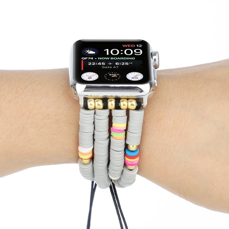 Lisslune | Bohemian Style Soft Ceramic Bead Bracelets for Apple Series 7 41mm / 6 & SE & 5 & 4 40mm / 3 & 2 & 1 38mm (Gray)