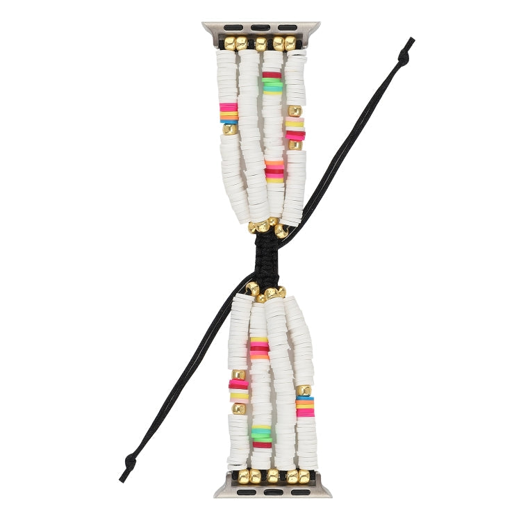 Lisslune | Bohemian Style Soft Ceramic Bead Bracelet For Apple Series 7 41mm / 6 & SE & 5 & 4 40mm / 3 & 2 & 1 38mm (White)