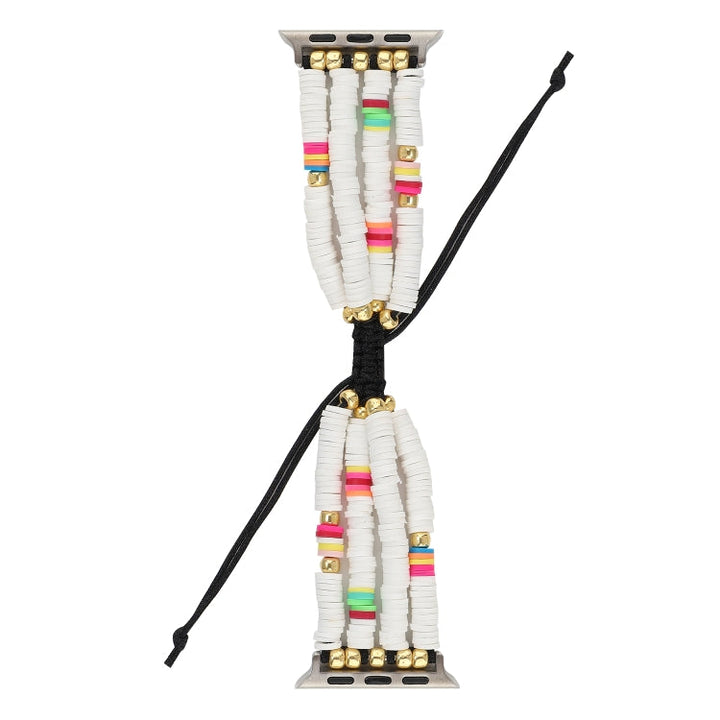 Lisslune | Bohemian Style Soft Ceramic Bead Bracelet For Apple Series 7 41mm / 6 & SE & 5 & 4 40mm / 3 & 2 & 1 38mm (White)
