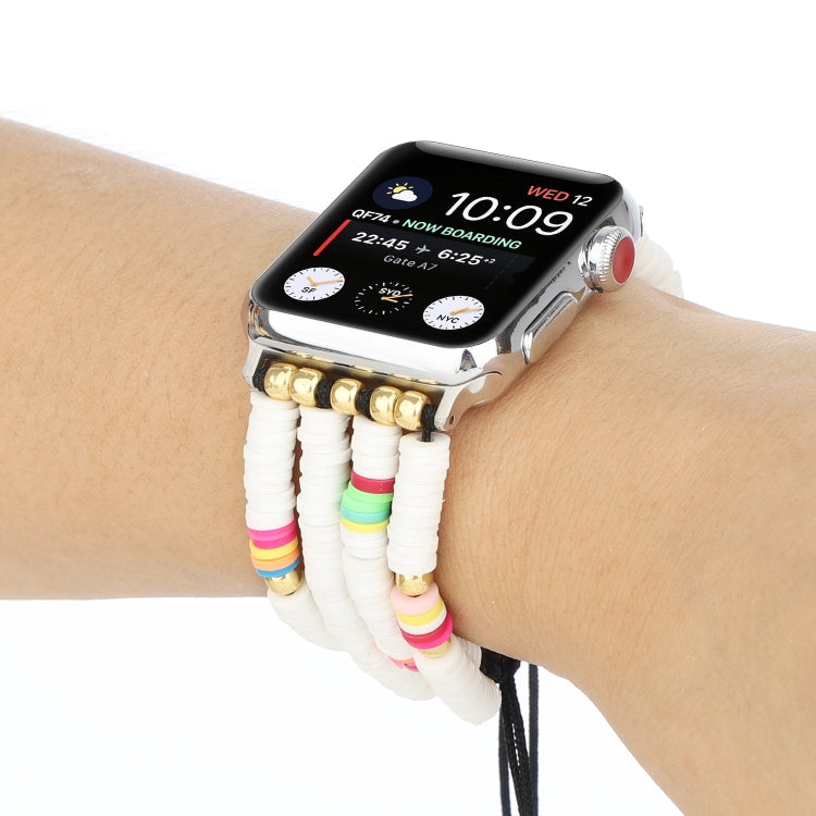Lisslune | Bohemian Style Soft Ceramic Bead Bracelet For Apple Series 7 41mm / 6 & SE & 5 & 4 40mm / 3 & 2 & 1 38mm (White)