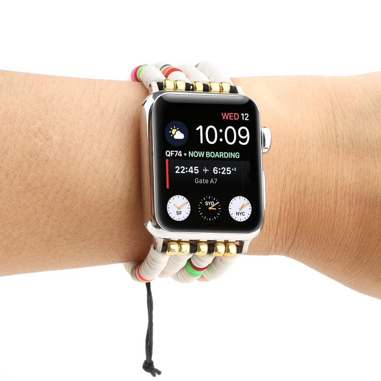 Lisslune | Bohemian Style Soft Ceramic Bead Bracelet For Apple Series 7 41mm / 6 & SE & 5 & 4 40mm / 3 & 2 & 1 38mm (White)