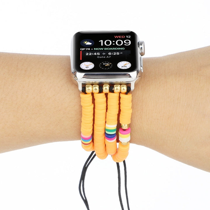 Lisslune | Bohemian-style soft ceramic bead strap for Apple Series 7 41mm / 6 & SE & 5 & 4 40mm / 3 & 2 & 1 38mm (Yellow)