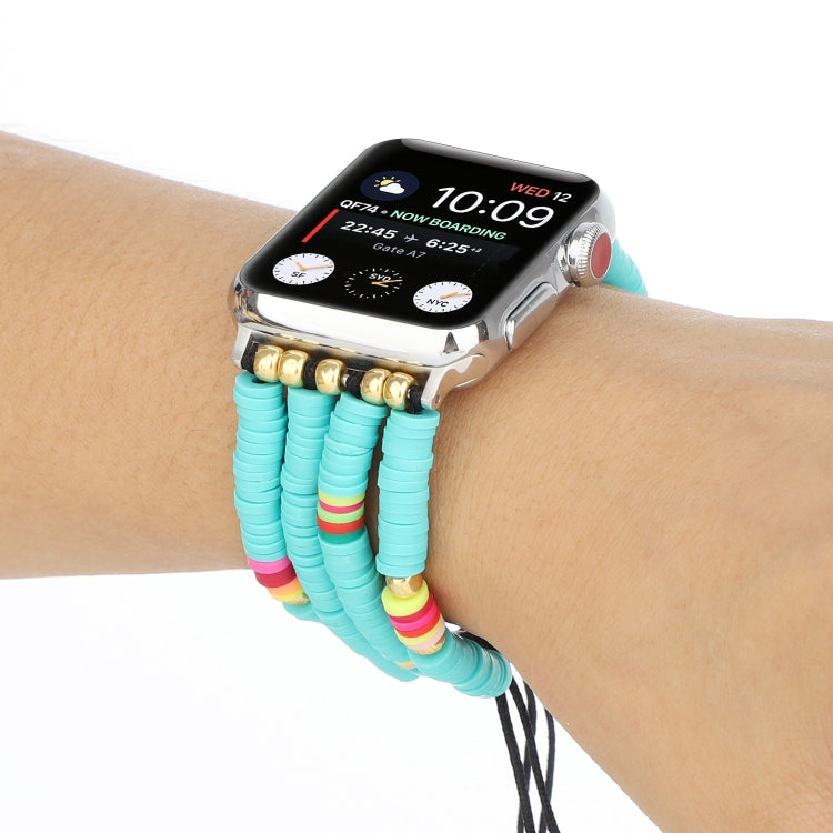 Lisslune | Bohemian style soft ceramic beads bracelet for Apple Series 7 41mm / 6 & SE & 5 & 4 40mm / 3 & 2 & 1 38mm (Blue)