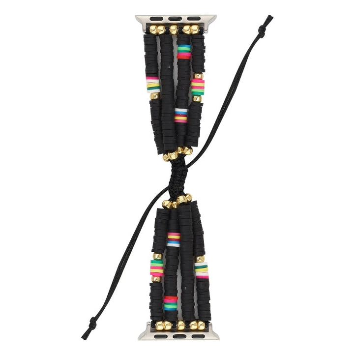 Lisslune | Bohemian Style Soft Ceramic Beads Strap For Apple Series 7 41mm / 6 & SE & 5 & 4 40mm / 3 & 2 & 1 38mm (Black)