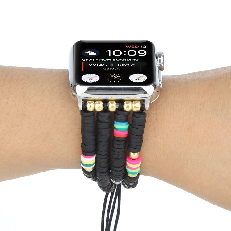 Lisslune | Bohemian Style Soft Ceramic Beads Strap For Apple Series 7 41mm / 6 & SE & 5 & 4 40mm / 3 & 2 & 1 38mm (Black)